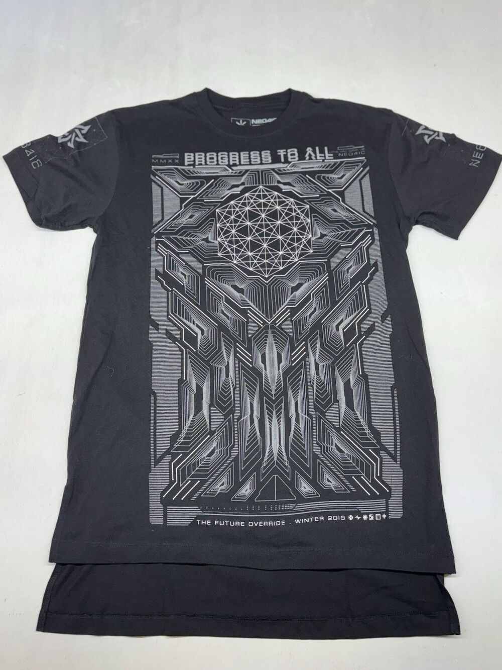 Neo4ic Quantum Droptail Graphic Gaming Short Sleeve Shirt Black AOP Men’s Large